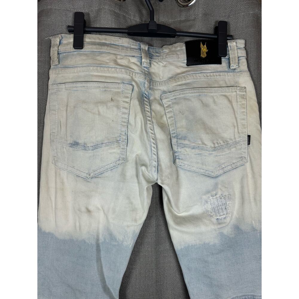 Makobi Prado Biker Jeans With Rip & Repair Light Wash (Recut) Men’s S 30 X 32 View 4